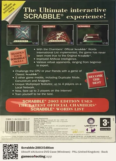 Scrabble 2003 Edition Computer, United Kingdom box back