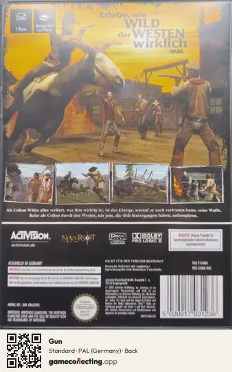 Gun Nintendo GameCube, Germany box back