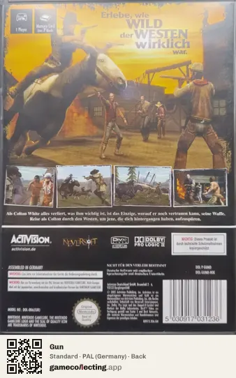 Gun Nintendo GameCube, Germany box back