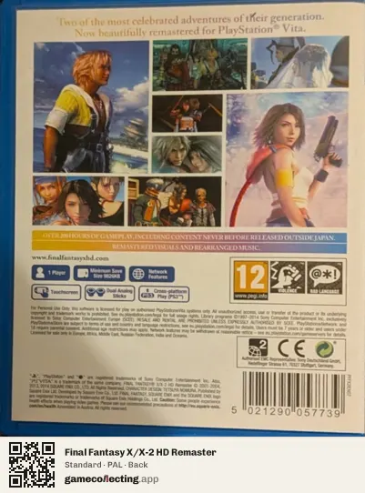 Final Fantasy X/X-2 HD Remaster PlayStation Vita, PAL box back