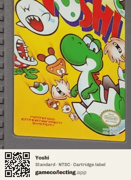 Yoshi Nintendo Entertainment System, NTSC cartridge label