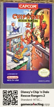Disney's Chip 'n Dale Rescue Rangers 2 Nintendo Entertainment System, NTSC cartridge label