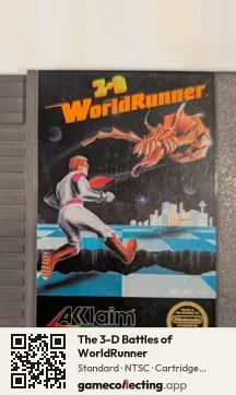 The 3-D Battles of WorldRunner Nintendo Entertainment System, NTSC cartridge label
