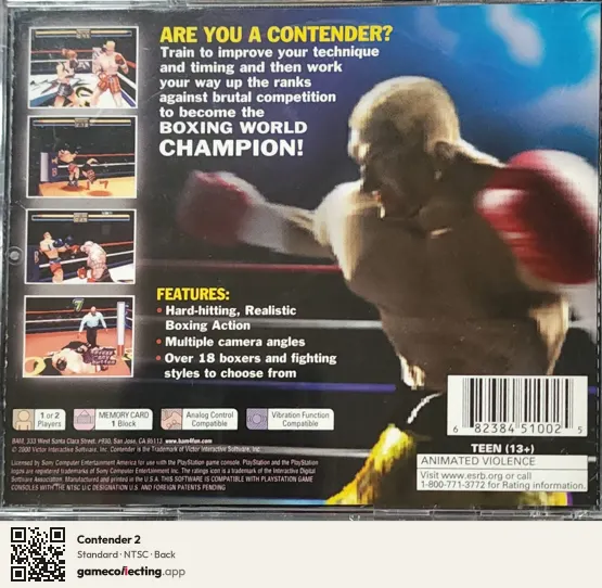 Contender 2 PlayStation, NTSC box back