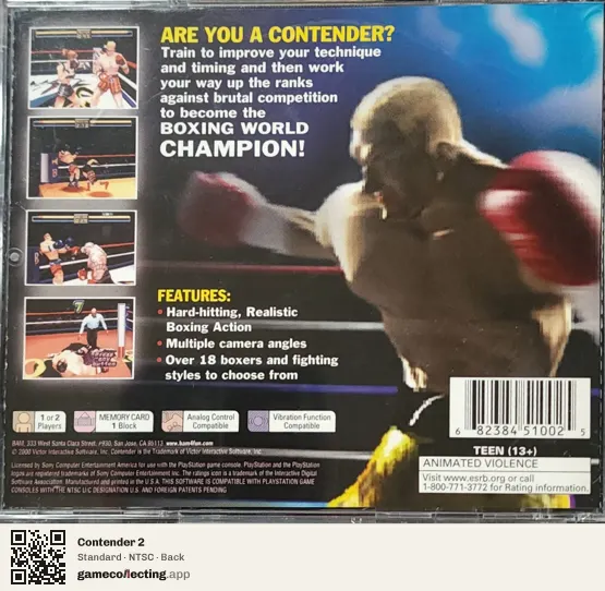 Contender 2 PlayStation, NTSC box back