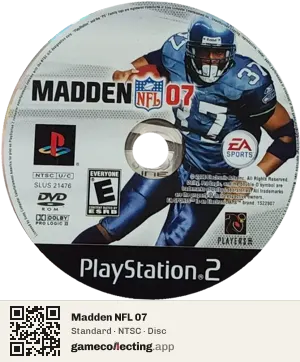 Madden NFL 07 PlayStation 2, NTSC disc