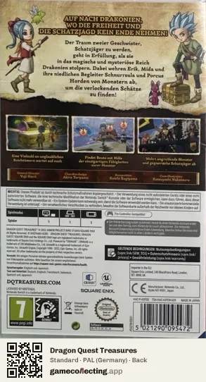 Dragon Quest Treasures Nintendo Switch, Germany box back