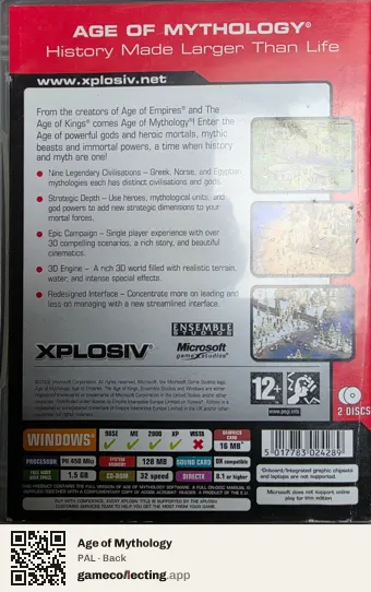Age of Mythology Computer, PAL box back
