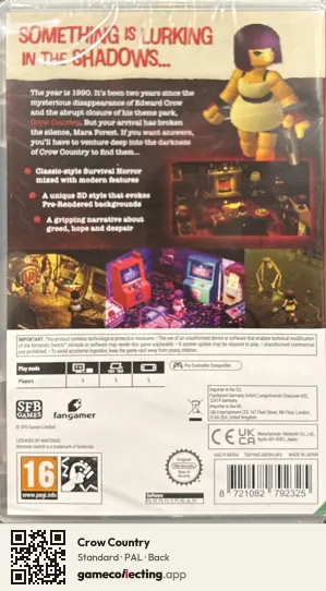 Crow Country Nintendo Switch, PAL box back