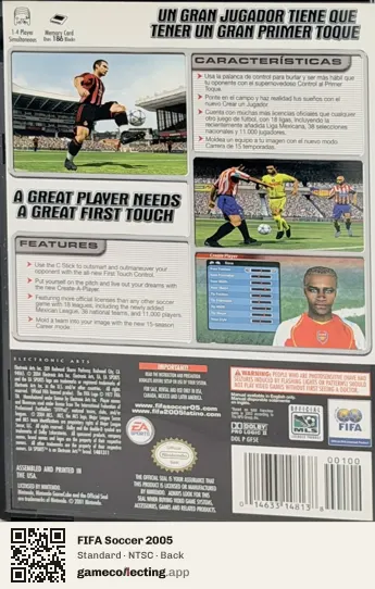 FIFA Soccer 2005 Nintendo GameCube, NTSC box back