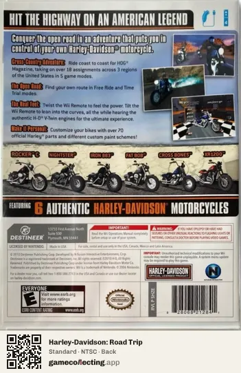 Harley-Davidson: Road Trip Nintendo Wii, NTSC box back