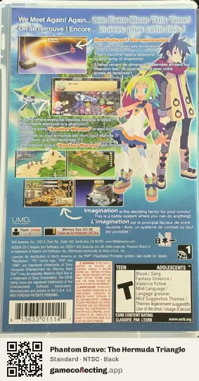 Phantom Brave: The Hermuda Triangle PlayStation Portable, NTSC box back