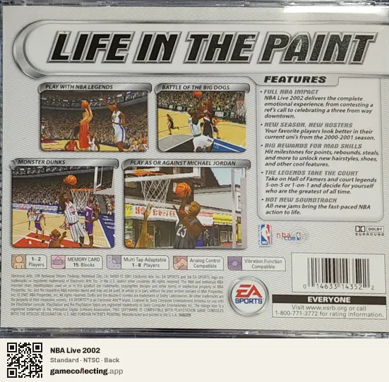 NBA Live 2002 PlayStation, NTSC box back