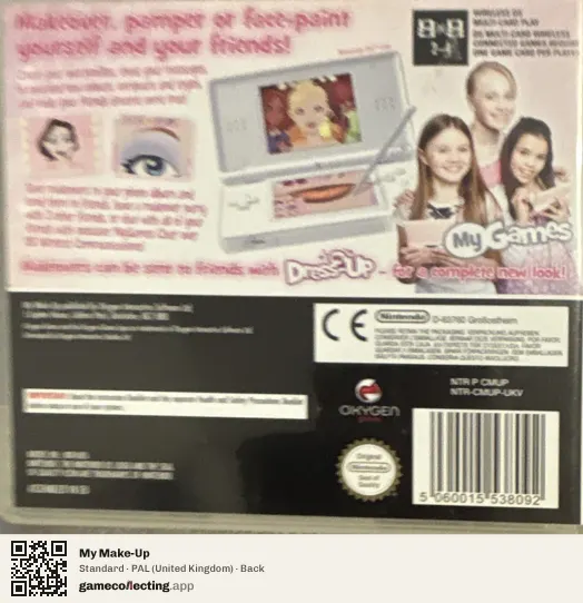 My Make-Up Nintendo DS, United Kingdom box back