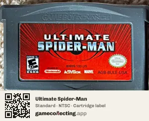 Ultimate Spider-Man Game Boy Advance, NTSC cartridge label