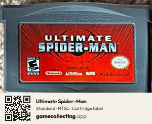Ultimate Spider-Man Game Boy Advance, NTSC cartridge label
