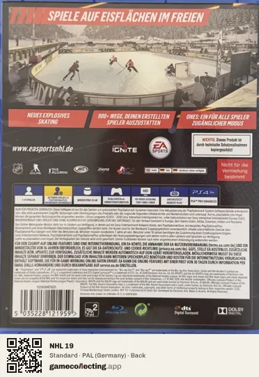 NHL 19 PlayStation 4, Germany box back