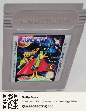 Daffy Duck Game Boy, PAL cartridge label
