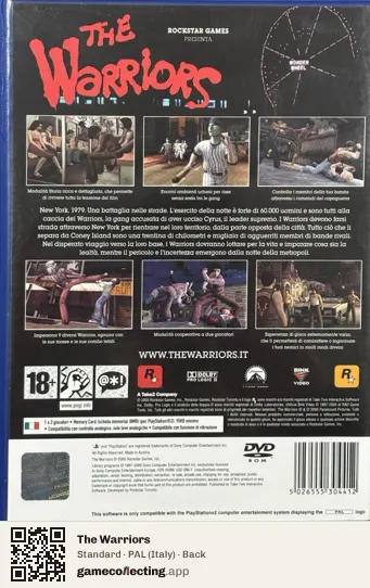 The Warriors PlayStation 2, Italy box back