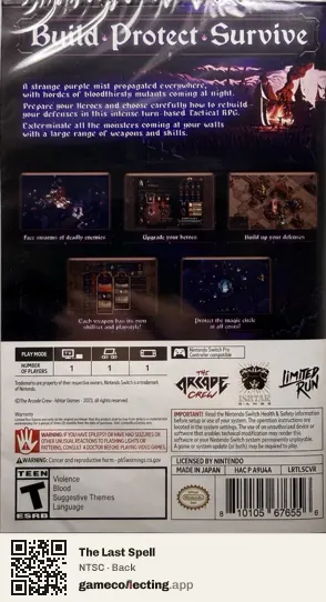 The Last Spell Nintendo Switch, NTSC box back