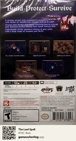 The Last Spell Nintendo Switch, NTSC box back