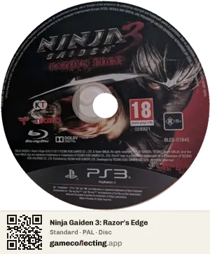 Ninja Gaiden 3: Razor's Edge PlayStation 3, PAL disc