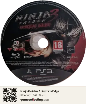 Ninja Gaiden 3: Razor's Edge PlayStation 3, PAL disc