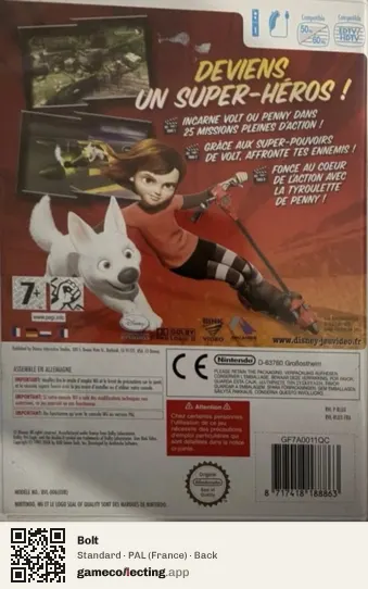 Bolt Nintendo Wii, France box back