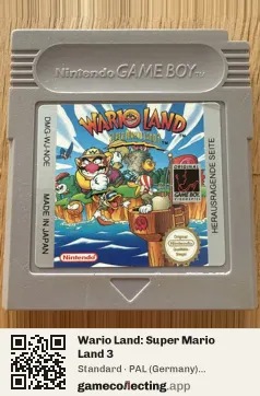 Wario Land: Super Mario Land 3 Game Boy, PAL cartridge label