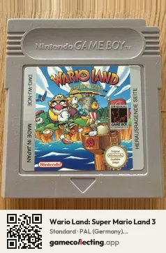 Wario Land: Super Mario Land 3 Game Boy, PAL cartridge label