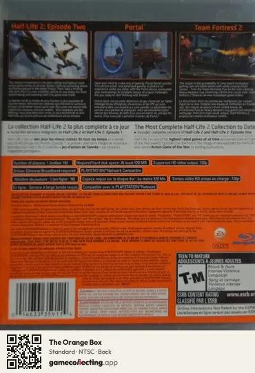 The Orange Box PlayStation 3, NTSC box back