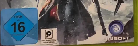 Assassin's Creed Rogue, the USK square on its front