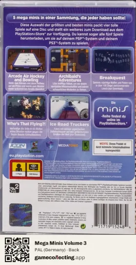 Mega Minis Volume 3 PlayStation Portable, Germany box back
