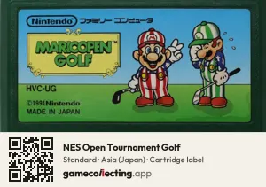NES Open Tournament Golf Nintendo Entertainment System, Asia cartridge label