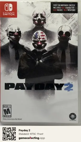 Payday 2 Nintendo Switch, NTSC box front