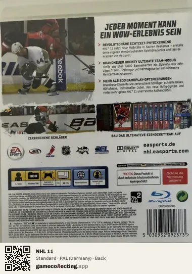 NHL 11 PlayStation 3, Germany box back