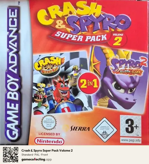 Crash & Spyro Super Pack Volume 2 Game Boy Advance, PAL box front