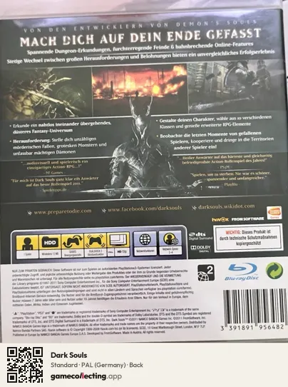 Dark Souls PlayStation 3, Germany box back