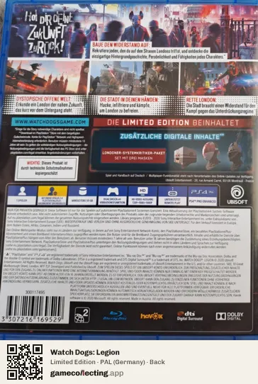 Watch Dogs: Legion PlayStation 4, Germany box back