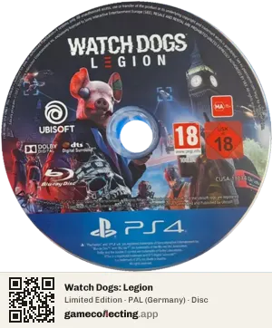 Watch Dogs: Legion PlayStation 4, PAL disc