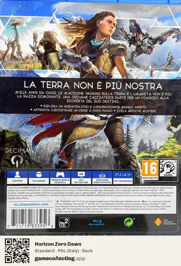 Horizon Zero Dawn PlayStation 4, Italy box back