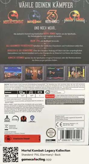 Mortal Kombat: Legacy Kollection Nintendo Switch 2, Germany box back