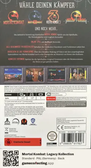 Mortal Kombat: Legacy Kollection Nintendo Switch 2, Germany box back