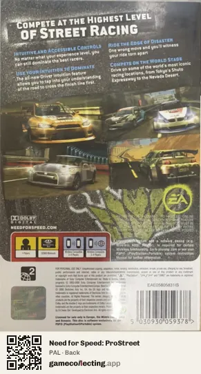 Need for Speed: ProStreet PlayStation Portable, PAL box back