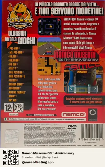 Namco Museum 50th Anniversary PlayStation 2, Italy box back