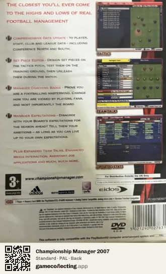 Championship Manager 2007 PlayStation 2, PAL box back