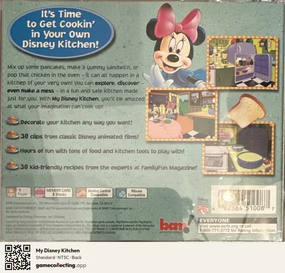 My Disney Kitchen PlayStation, NTSC box back