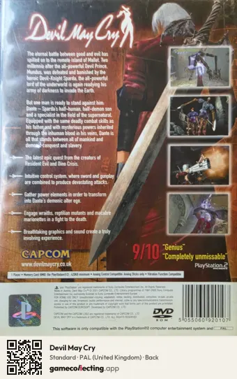 Devil May Cry PlayStation 2, United Kingdom box back