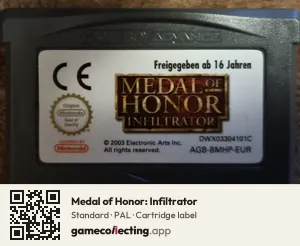 Medal of Honor: Infiltrator Game Boy Advance, PAL cartridge label