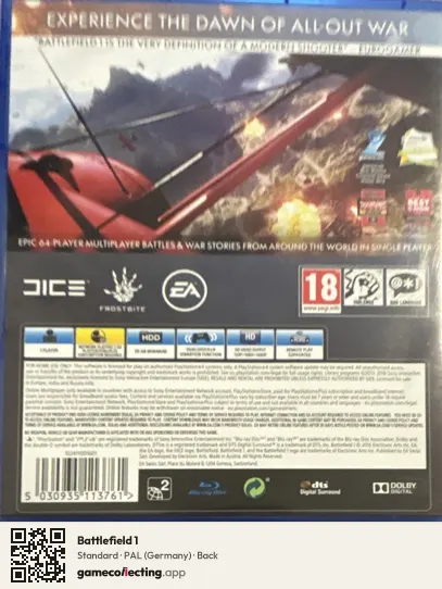 Battlefield 1 PlayStation 4, Germany box back